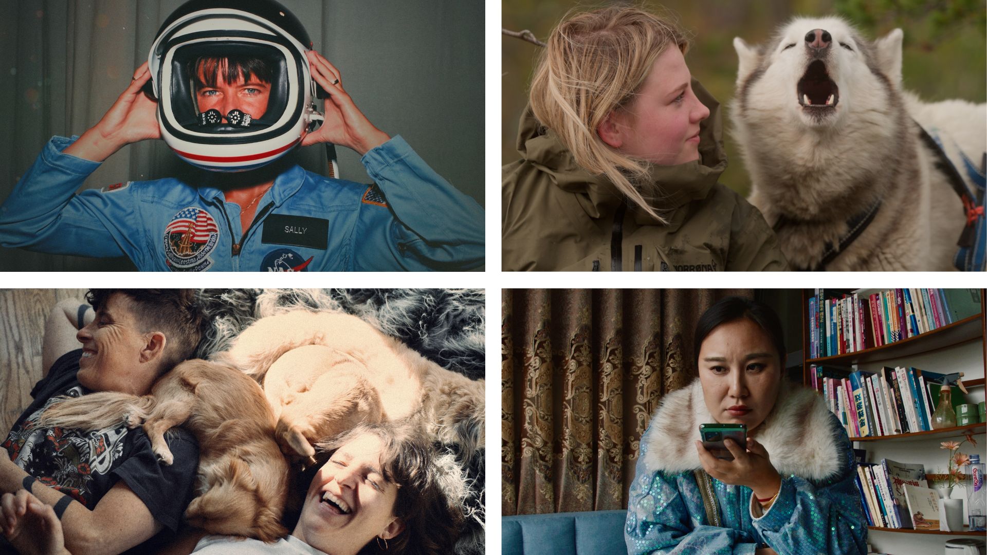 Stills from film SALLY, FOLKTALES, MITRESS DISPELLER, and COME SEE ME IN THE GOOD LIGHT